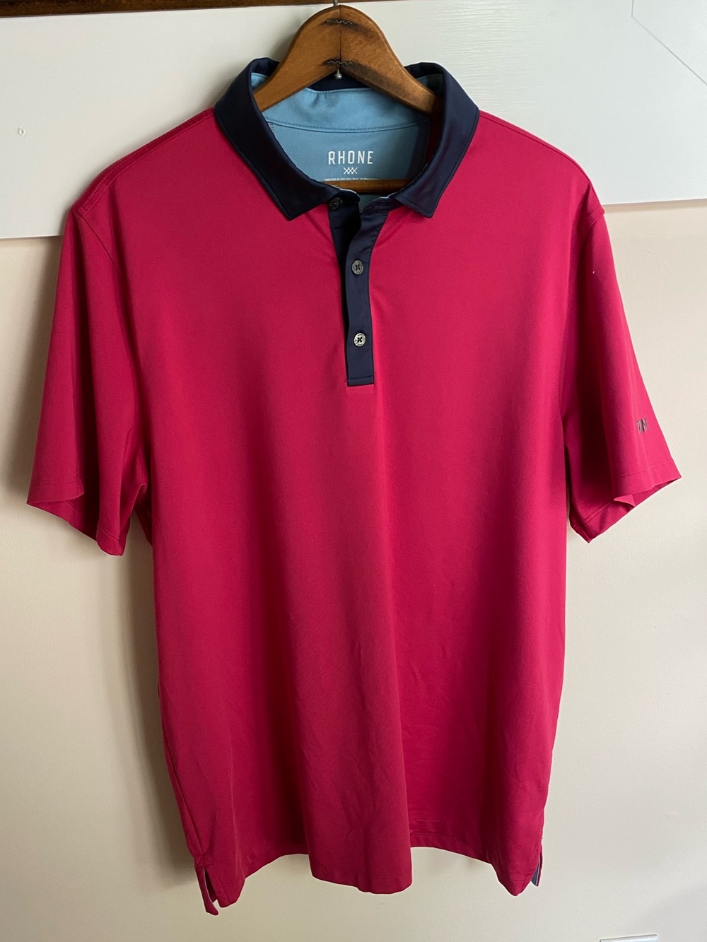 Rhone Polo Shirt Men's Size Large Performance Stretch Hidden Button Down Collar